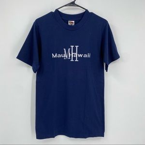Maui Hawaii Vintage T Shirt Deadstock Embroidered Size Small Navy Blue Tee